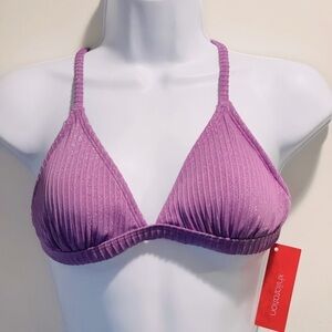 XHILARATION - Juniors' Metaic Ribbed Triange Bikini Top  Medium Size